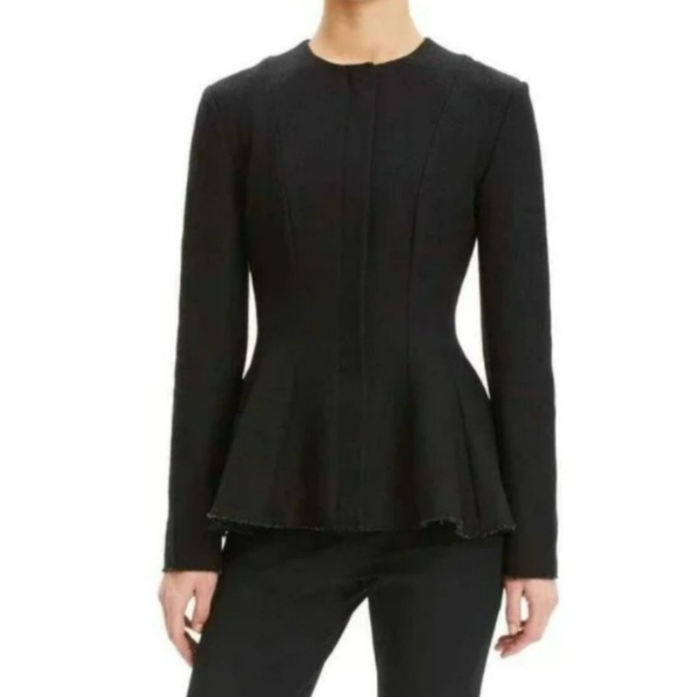 Theory Peplum Canvas Tweed Zipper Jacket